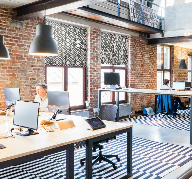 Estor moderno estor de patrón hipnótico geométrico - TenVinilo