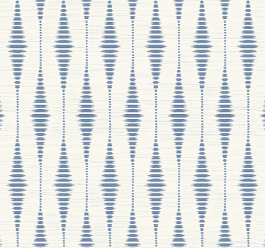 Cortina roller living comedor rabaul ikat azul y beige - TenVinilo
