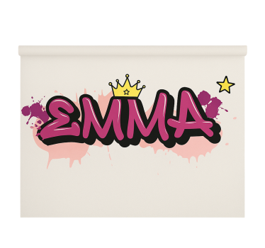 Cortina roller infantil grafiti personalizado rosa - TenVinilo