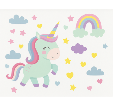 Cortina roller infantil diseño de unicornio colorido - TenVinilo