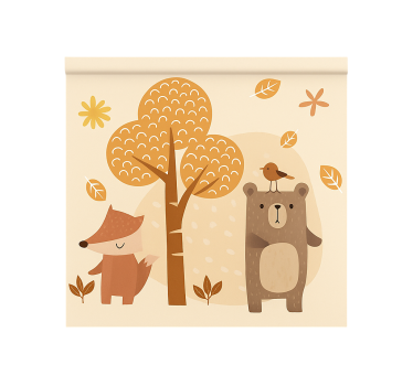 Cortina roller infantil animales del bosque beige - TenVinilo