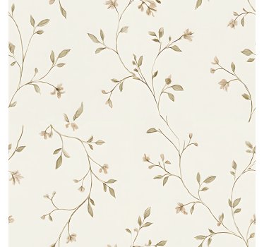 Cortina roller living comedor fondo blanco con flores - TenVinilo