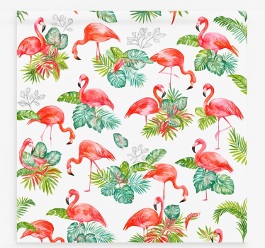 Cortina roller cocina patrón tropical de flamencos - TenVinilo