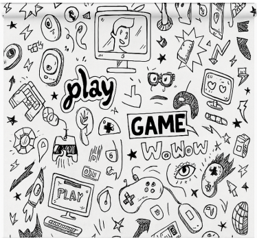Cortina roller geek diseño de juego en blanco y negro - TenVinilo