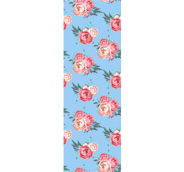 Cortina roller comedor shabby chic con lunares - TenVinilo