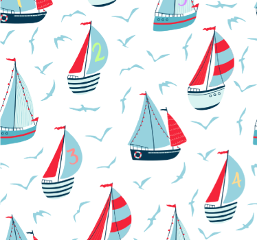 Cortina roller infantil barcos y pájaros - TenVinilo