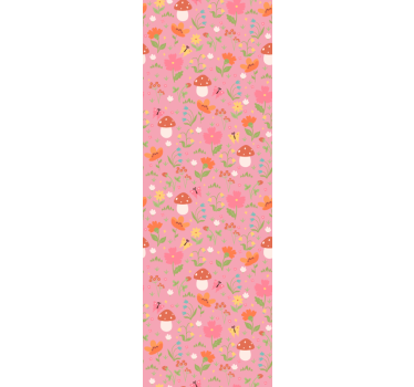 Cortina roller infantil con diseño de setas florales - TenVinilo