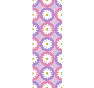 Cortina roller infantil patrón cuadrado flores rosas - TenVinilo