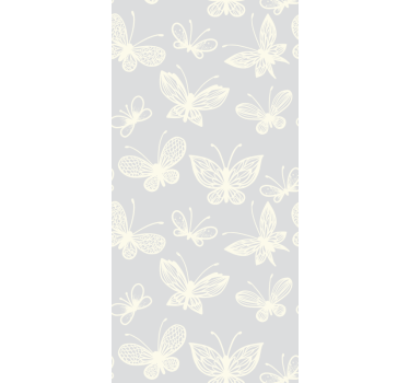Cortina roller infantil patrón de mariposas gris y blanco - TenVinilo