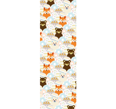 Cortina roller infantil diseño de patchwork oso y zorro - TenVinilo