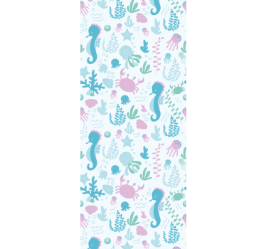 Cortina roller infantil pastel de animales y plantas marinas - TenVinilo