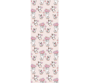 Cortina roller infantil gatos con corazones - TenVinilo