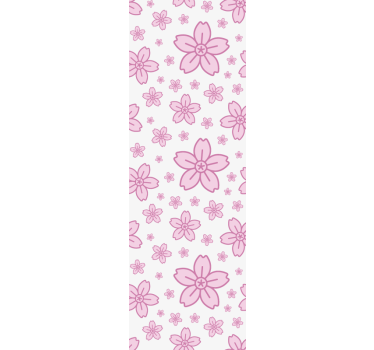 Cortina roller infantil flores rosas sobre fondo blanco - TenVinilo