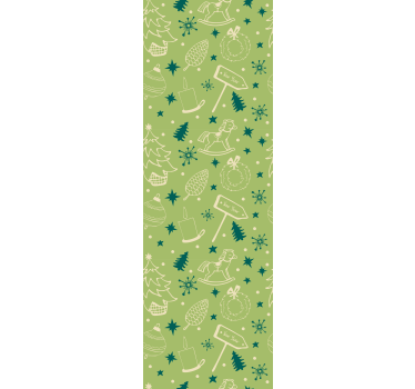 Cortina roller infantil elementos navideños fondo verde - TenVinilo