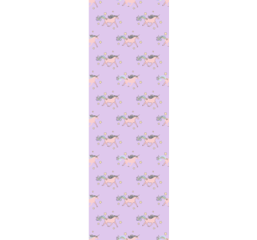 Cortina roller infantil patrón de unicornios rosa pastel - TenVinilo