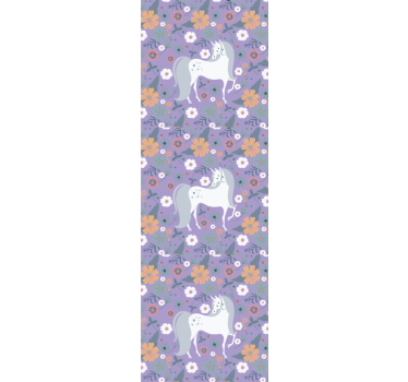 Cortina roller infantil unicornios artísticos con flores - TenVinilo