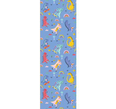 Cortina roller infantil dinosaurios patinadores - TenVinilo