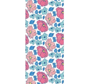 Cortina roller infantil flores delicadas rosas y azules - TenVinilo