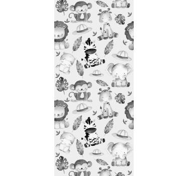 Cortina roller infantil animales de zoológico grises - TenVinilo