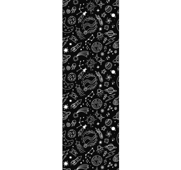 Cortina roller infantil cósmica en blanco y negro - TenVinilo