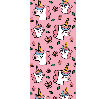 Cortina roller infantil unicornio con flores bonitas - TenVinilo