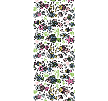Cortina roller infantil patrón de peces multicolor - TenVinilo