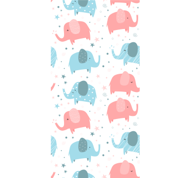 Cortina roller infantil elefante rosa y azul - TenVinilo