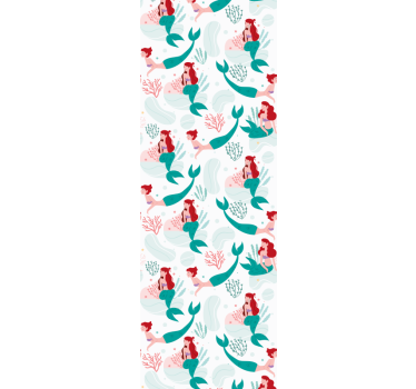 Cortina roller infantil sirena con cabello rojo sonriente - TenVinilo