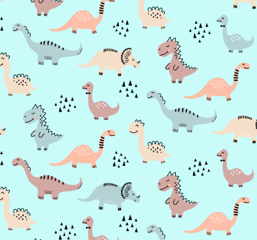 Cortina roller infantil fondo azul con dinosaurios - TenVinilo