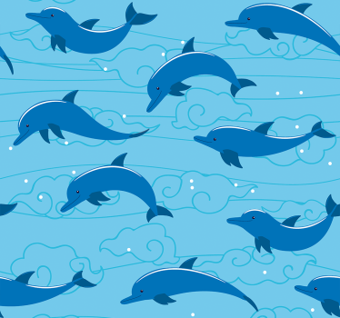 Cortina roller infantil cielo con nubes y delfines - TenVinilo