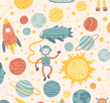 Cortina roller infantil escena de aventura espacial - TenVinilo