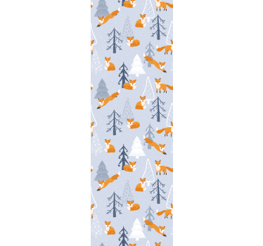 Cortina roller infantil diseño de zorros en bosque invernal - TenVinilo