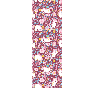 Cortina roller infantil diseño de patrón de unicornio - TenVinilo