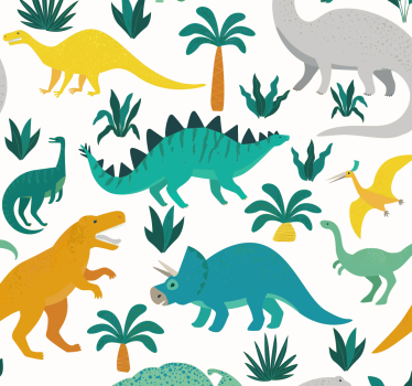 Cortina roller infantil dinosaurios con árboles - TenVinilo