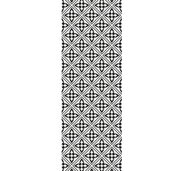 Cortina roller negra azulejos florales - TenVinilo