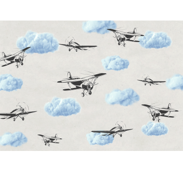 Cortina roller blanca aviones en el cielo - TenVinilo