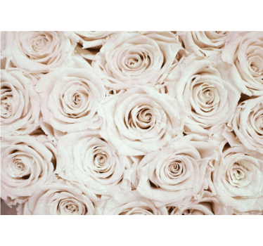 Cortina roller blanca diseño de flores rosas elegante - TenVinilo