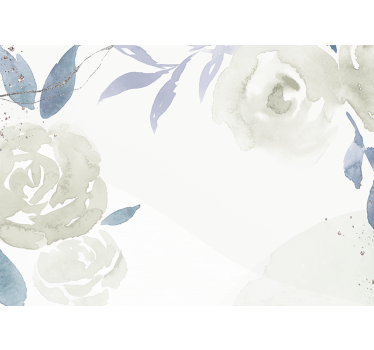 Cortina roller blanca ilustración decorativa floral - TenVinilo