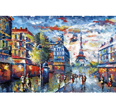 Cortina roller living comedor arte parís bohemio acuarela - TenVinilo
