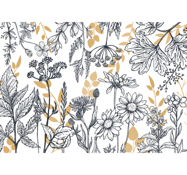Cortina roller living comedor glamour floral dorado - TenVinilo
