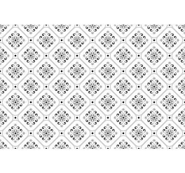 Cortina roller blanca patrón mosaico gris clásico - TenVinilo