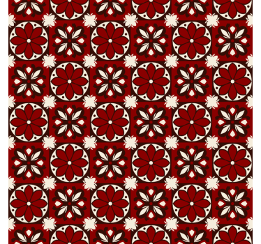 Cortina roller roja patrón de azulejos vintage - TenVinilo