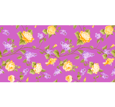 Cortina roller morada con diseño de flores - TenVinilo
