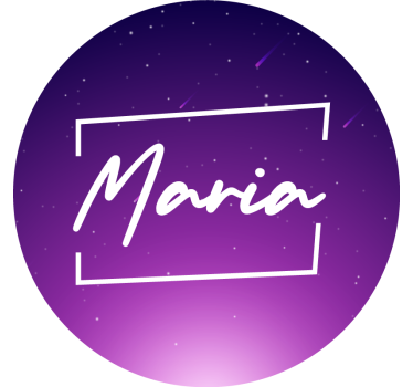 Cortina roller morada galaxia púrpura con nombre - TenVinilo