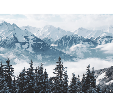 Cortina roller living comedor montañas nevadas y árboles - TenVinilo
