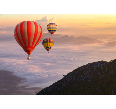 Cortina roller living comedor globos de aire en el cielo - TenVinilo