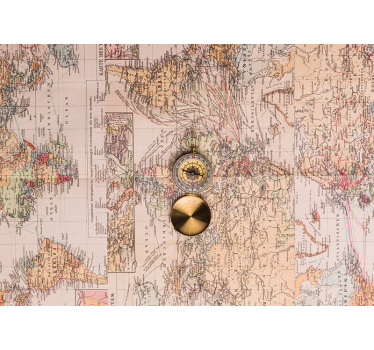 Cortina roller living comedor mapa mundi vintage - TenVinilo
