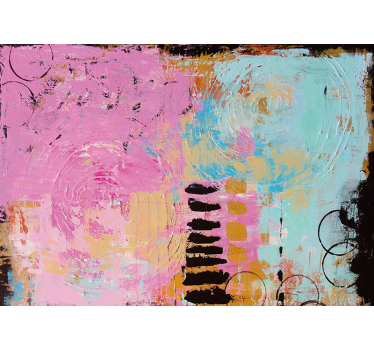 Cortina roller living comedor pintura abstracta original - TenVinilo