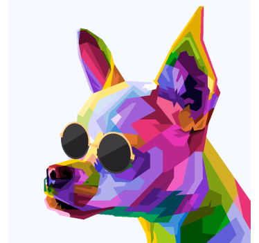 Cortina roller living comedor chihuahua multicolor con gafas - TenVinilo