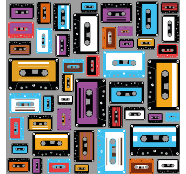Cortina roller living comedor diseño cassette retro 80s - TenVinilo